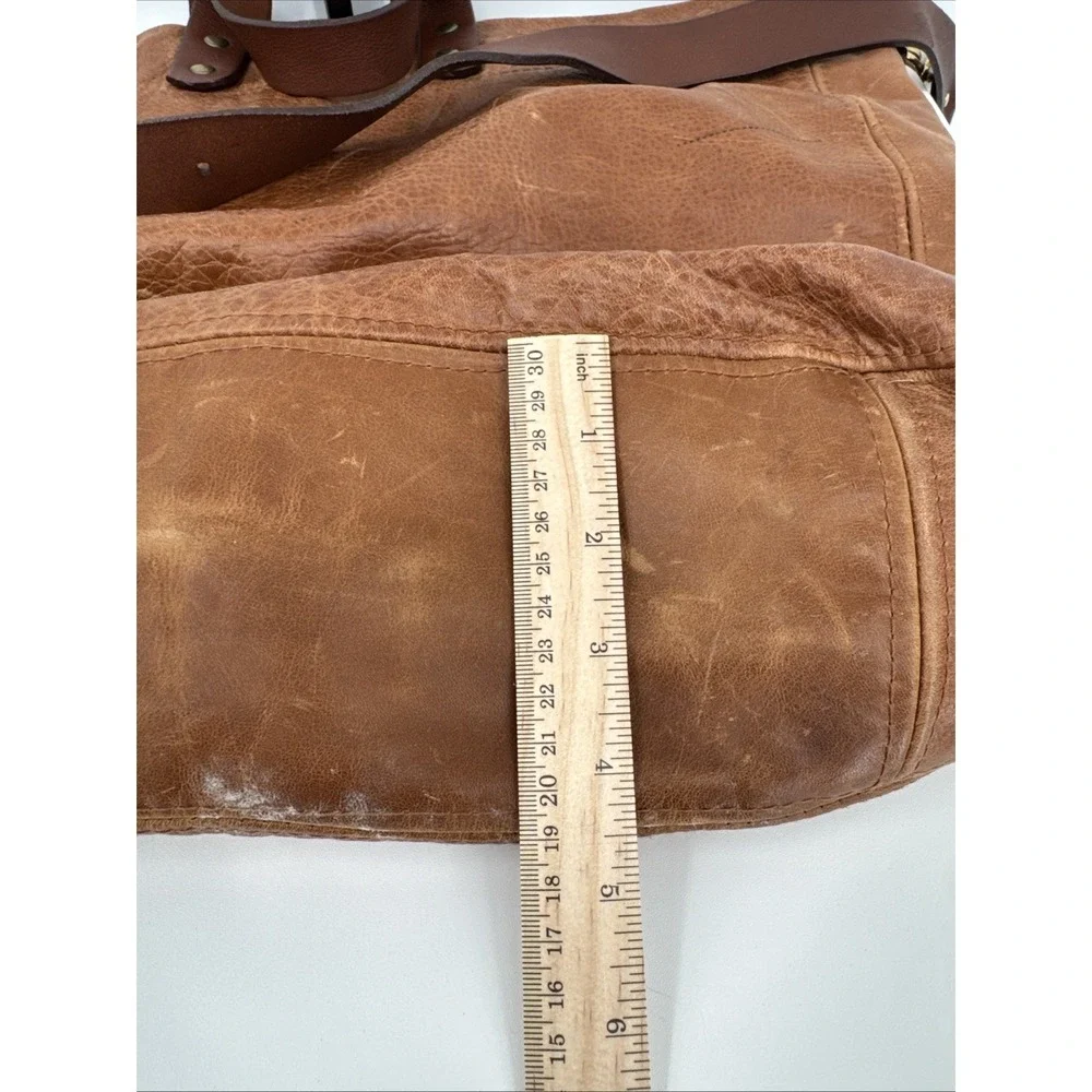 Grey 56 Leather Oversized Hobo Crossbody Bag Brown Solid Brass Hardware